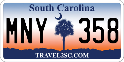 SC license plate MNY358