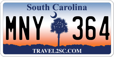 SC license plate MNY364
