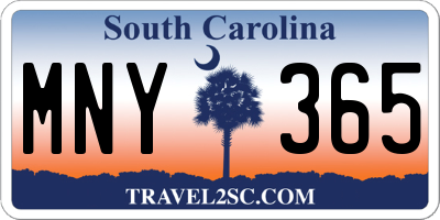 SC license plate MNY365