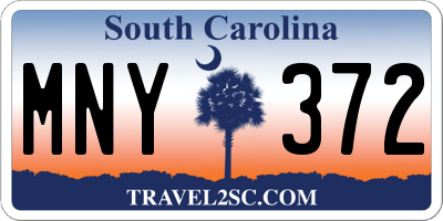 SC license plate MNY372