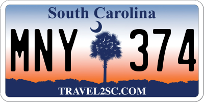 SC license plate MNY374