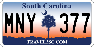 SC license plate MNY377