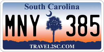 SC license plate MNY385