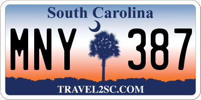 SC license plate MNY387