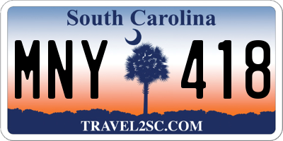 SC license plate MNY418