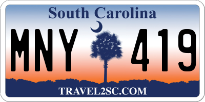 SC license plate MNY419