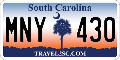SC license plate MNY430