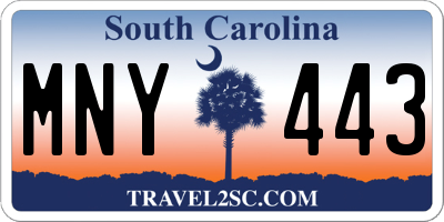 SC license plate MNY443