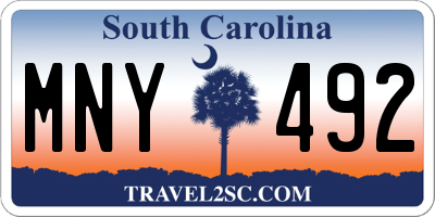 SC license plate MNY492