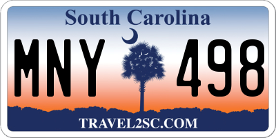 SC license plate MNY498