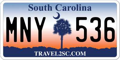SC license plate MNY536