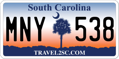 SC license plate MNY538