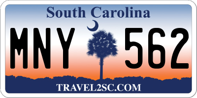 SC license plate MNY562
