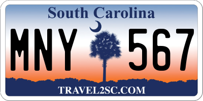 SC license plate MNY567