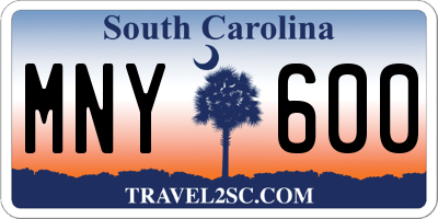 SC license plate MNY600