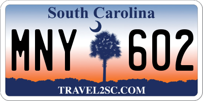 SC license plate MNY602