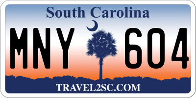 SC license plate MNY604