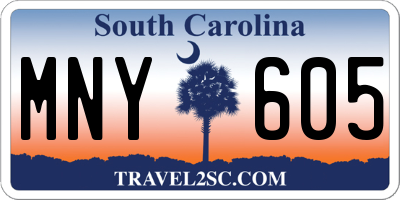 SC license plate MNY605
