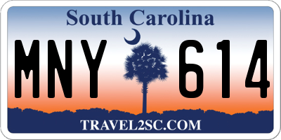 SC license plate MNY614