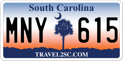 SC license plate MNY615