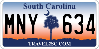 SC license plate MNY634