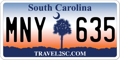 SC license plate MNY635