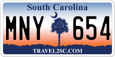 SC license plate MNY654