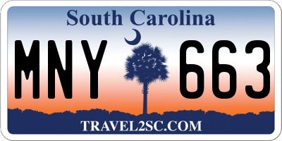 SC license plate MNY663