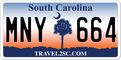 SC license plate MNY664