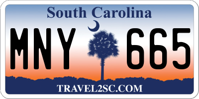 SC license plate MNY665