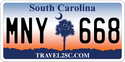 SC license plate MNY668