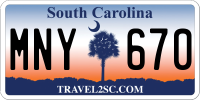 SC license plate MNY670