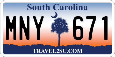 SC license plate MNY671