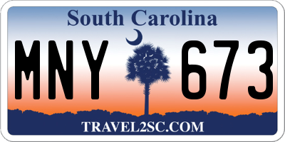 SC license plate MNY673