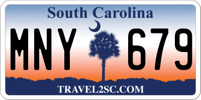 SC license plate MNY679