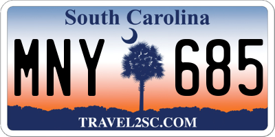 SC license plate MNY685