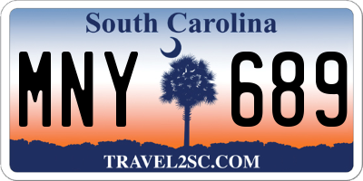 SC license plate MNY689