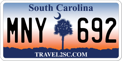 SC license plate MNY692