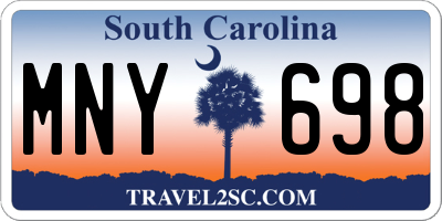 SC license plate MNY698
