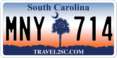 SC license plate MNY714