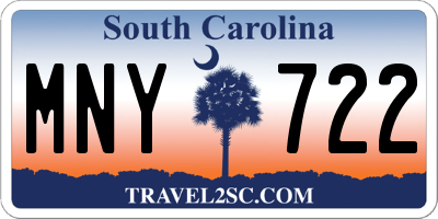 SC license plate MNY722