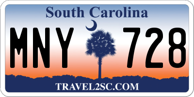 SC license plate MNY728