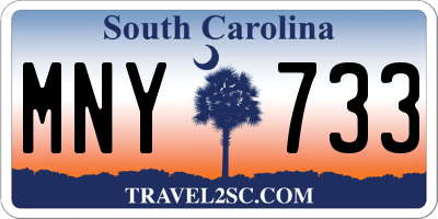 SC license plate MNY733