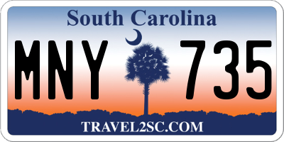 SC license plate MNY735