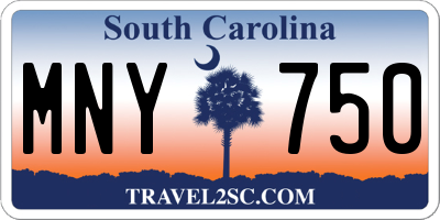 SC license plate MNY750
