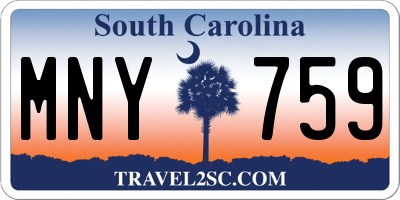SC license plate MNY759