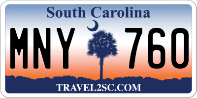 SC license plate MNY760