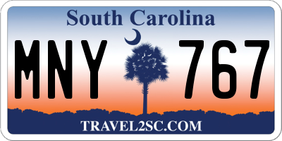 SC license plate MNY767