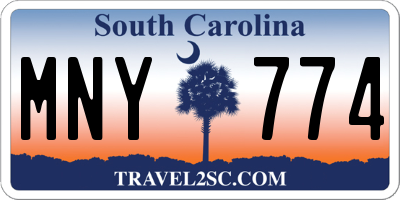 SC license plate MNY774