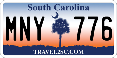 SC license plate MNY776